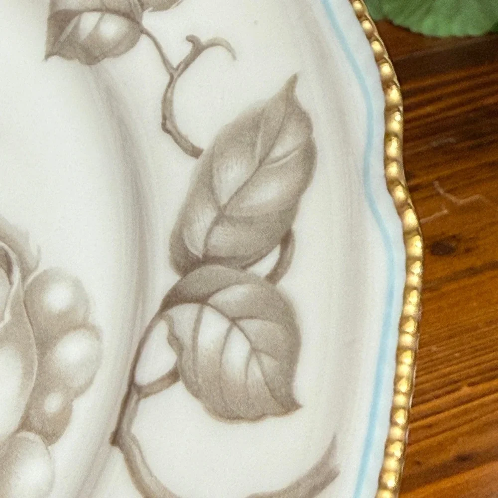 Castleton China Gloria Salad Plate Set of 4 Cream Rose Gold Rim Vintage